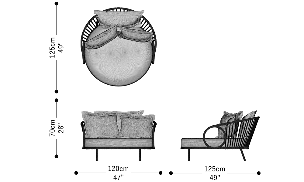 Image of the main dimensions of the product
